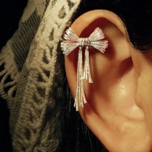 925 Sterling Silver Bow Ear Cuff No Piercing Earrings 08