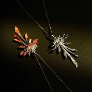 Drooping Blossom | 925 Sterling Silver Long Necklace embodies elegance with its cascading floral design. Crafted from high-quality sterling silver, the pendant features delicate blossoms—one with silver petals and the other accented with a subtle reddish-orange hue—hanging gracefully from a fine chain. Designed for effortless sophistication, this lightweight and hypoallergenic piece is ideal for both casual and formal occasions. Set against a dark backdrop, its shimmering details stand out, enhancing its refined appeal. A perfect gift for nature lovers and trendsetters, this necklace captures the beauty of botanical artistry in timeless jewelry.