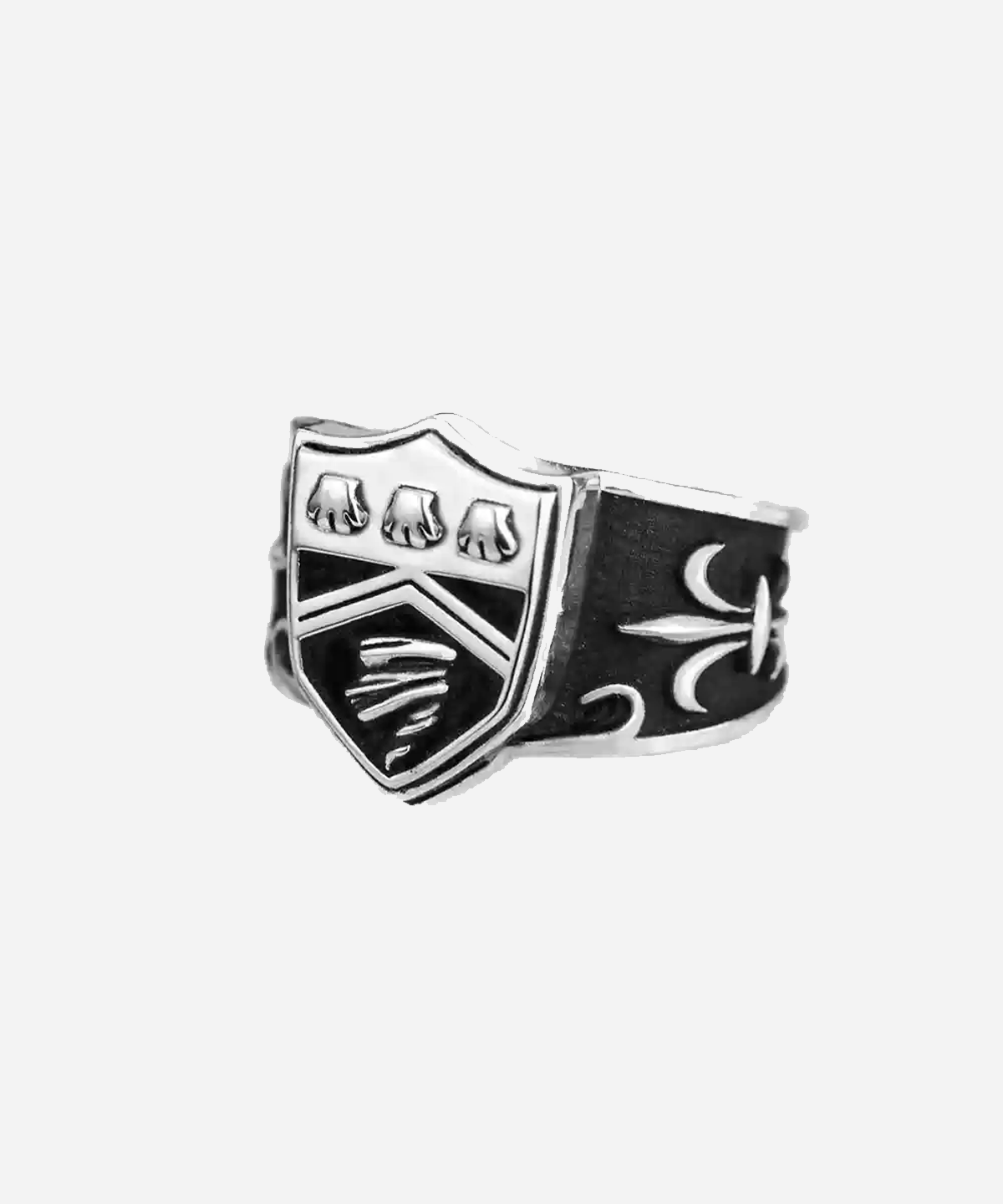 This image shows a silver men's ring featuring the Vongola Storm Ring from the anime Katekyo Hitman Reborn.