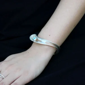 Nebula Sculptural S925 Sterling Silver Open Bangle 04