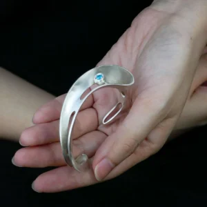 Nebula Sculptural S925 Sterling Silver Open Bangle 05