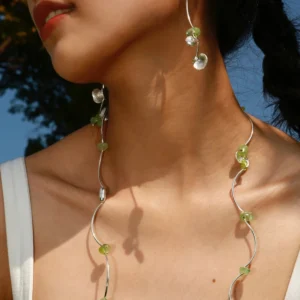 Prelude Summer Natural Peridot Necklace in Sterling Silver 01