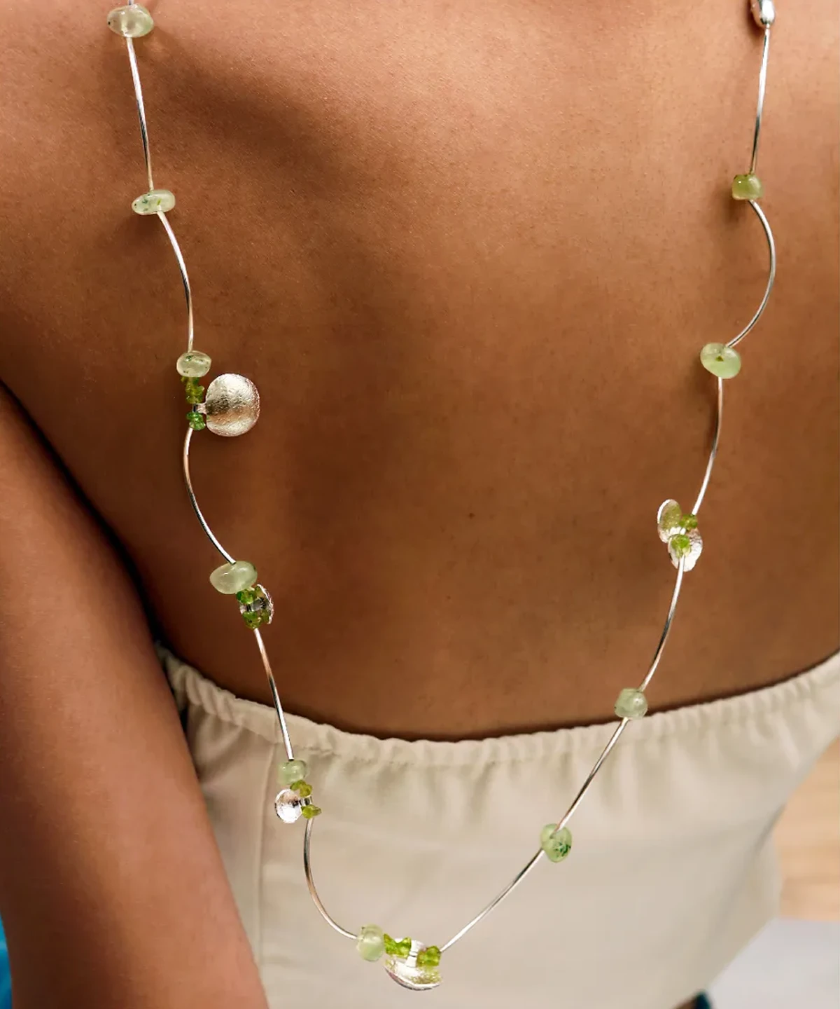 Prelude Summer Natural Peridot Necklace in Sterling Silver 02