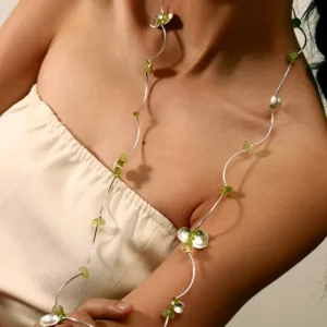 Prelude Summer Natural Peridot Necklace in Sterling Silver 04