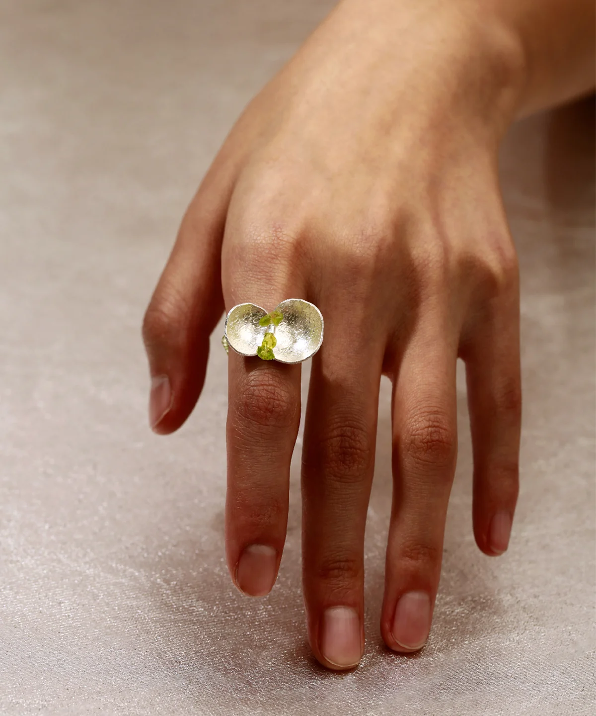 Prelude Summer Natural Peridot Ring in Sterling Silver 08