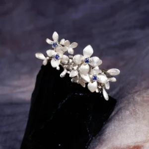 925 Sterling Silver Flower Ring with Gemstones