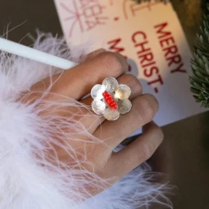 Little Flower Beaded Ring in S925 Sterling Silver