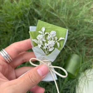 Handcrafted 925 sterling silver mini rose bouquet by Lazesoul, inspired by delicate paper art. A unique handmade art gift featuring intricate white roses, perfect for collectors, anniversaries, or elegant home décor.