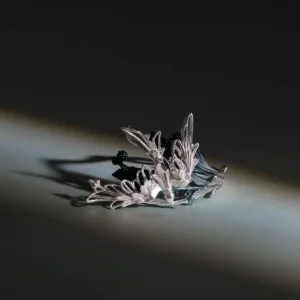 A handmade 925 sterling silver open adjustable statement ring featuring a design of stray birds flying across delicate tree branches, artisan crafted by Lazesoul Natural Jewelry, elegant and nature-inspired.