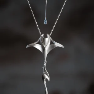 S925 Sterling Silver Stacked Manta Ray Necklace 01