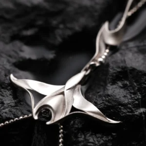 S925 Sterling Silver Stacked Manta Ray Necklace 04