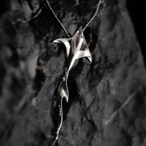 S925 Sterling Silver Stacked Manta Ray Necklace 05