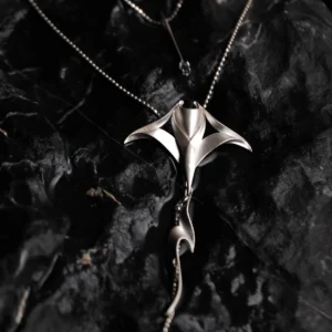 S925 Sterling Silver Stacked Manta Ray Necklace 06