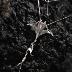 S925 Sterling Silver Stacked Manta Ray Necklace 07