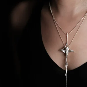 S925 Sterling Silver Stacked Manta Ray Necklace 08