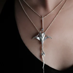S925 Sterling Silver Stacked Manta Ray Necklace 09