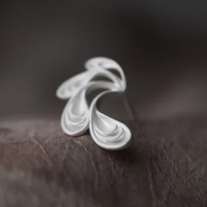Sylph Dancer S925 Sterling Silver Fantasy Handmade Earrings by Lazesoul. Sculptural, petal‑like curves with layered elegance, artisan craftsmanship, and fantasy‑inspired design. Unique Handmade Earrings blending nature, art, and timeless beauty.