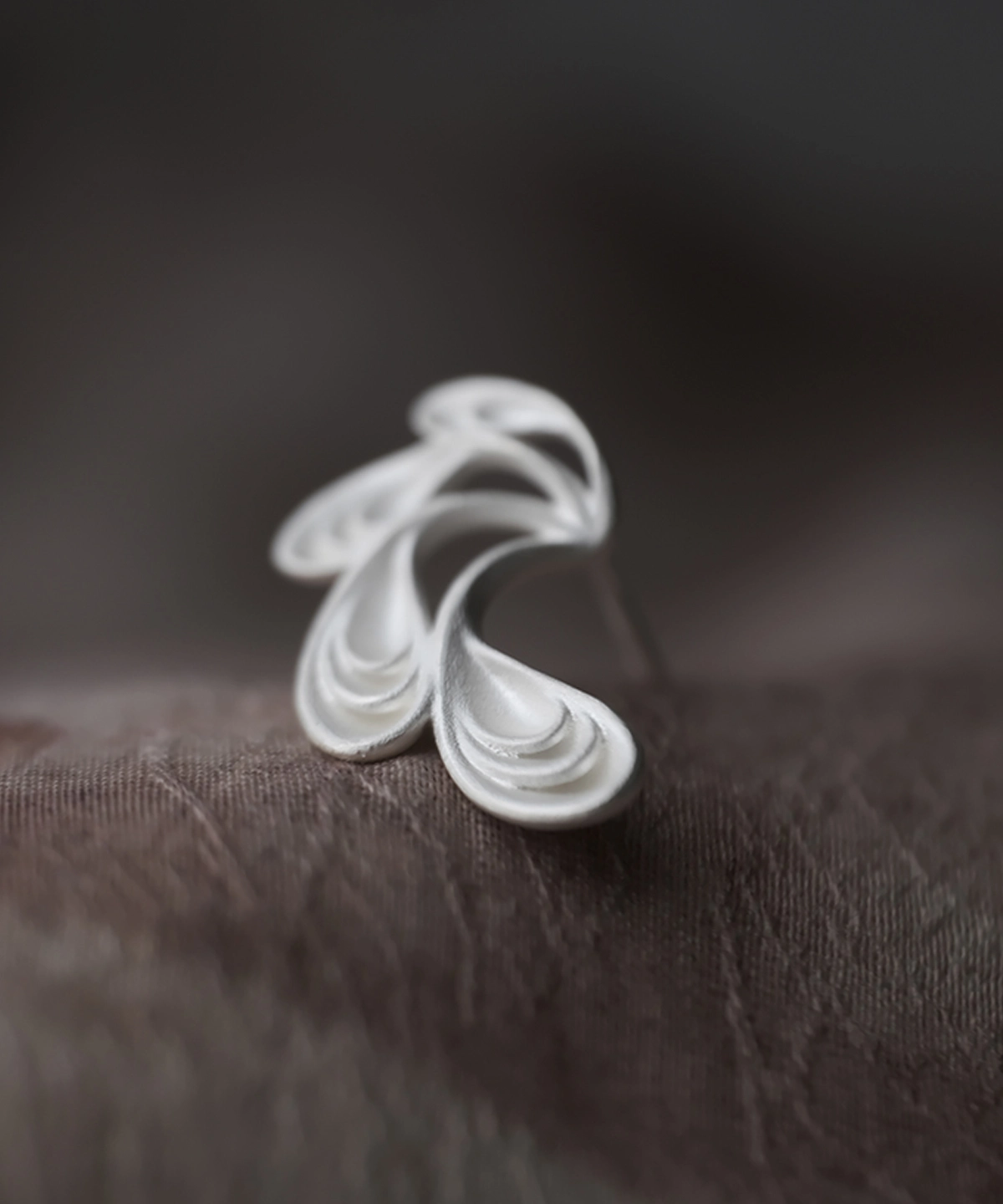 Sylph Dancer S925 Sterling Silver Fantasy Handmade Earrings by Lazesoul. Sculptural, petal‑like curves with layered elegance, artisan craftsmanship, and fantasy‑inspired design. Unique Handmade Earrings blending nature, art, and timeless beauty.