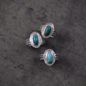 December Birthstone Ring | Natural Turquoise Ring in Sterling Silver