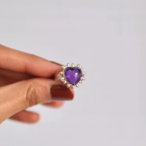 February Birthstone Ring | Natural Amethyst Ring in Sterling Silver