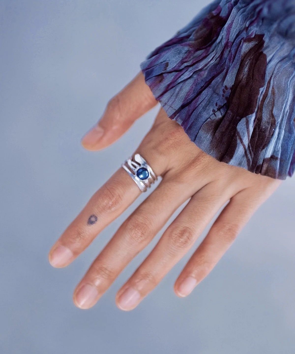 June Birthstone Ring-Natural Black Pearl Ring in Sterling Silver 09 June Birthstone Ring Natural Black Pearl Ring in Sterling Silver 09