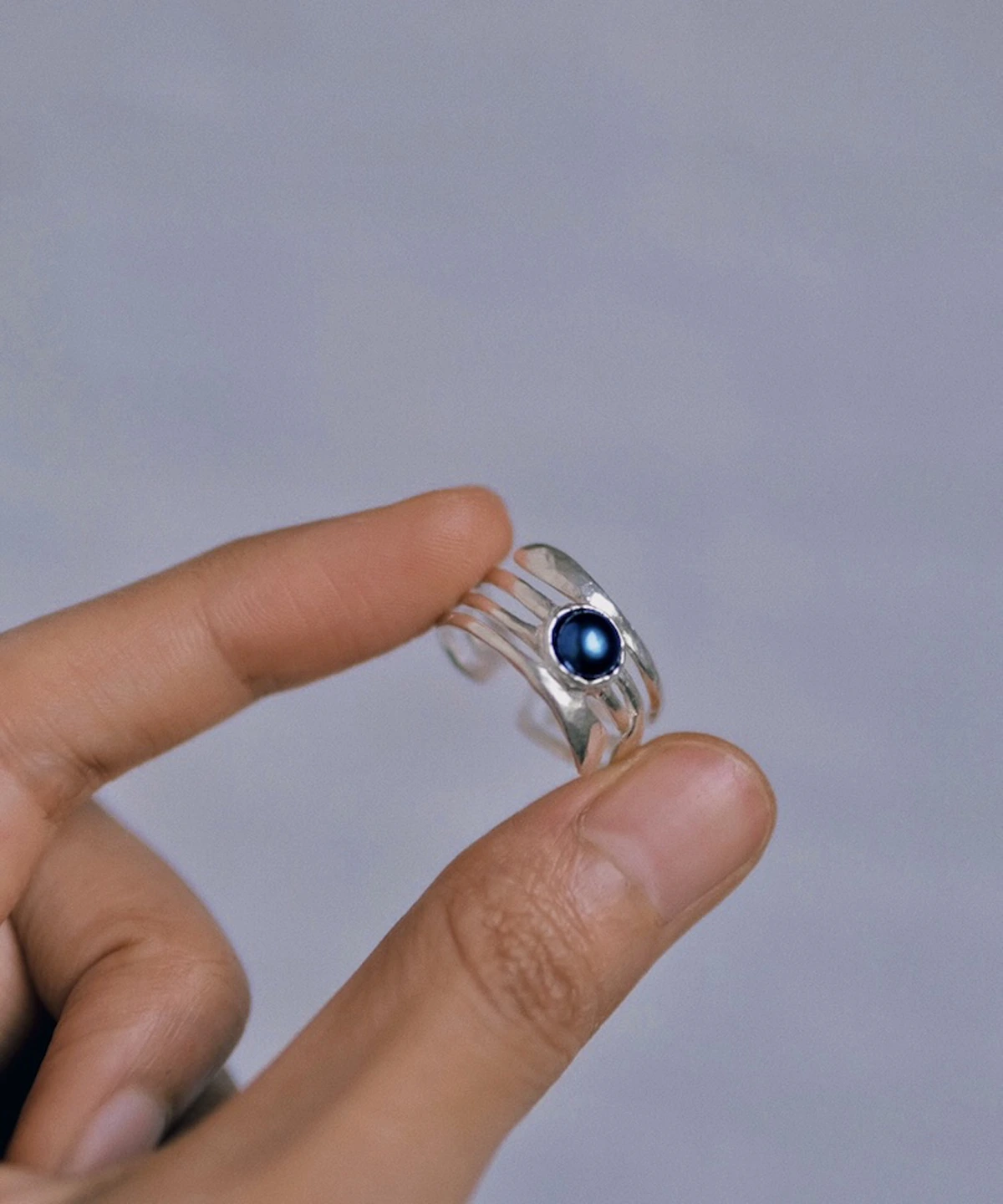 June Birthstone Ring-Natural Black Pearl Ring in Sterling Silver 12 June Birthstone Ring Natural Black Pearl Ring in Sterling Silver 12