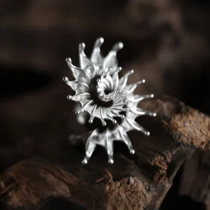 S925 Sterling Silver Spiral Ring Jewelry | Handmade Artistic Statement Ring