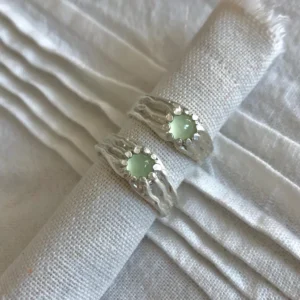 Handmade 999 Silver Gemstone Ring with Natural Prehnite 01