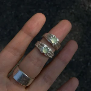 Handmade 999 Silver Gemstone Ring with Natural Prehnite 04