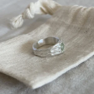 Handmade 999 Silver Gemstone Ring with Natural Prehnite 06