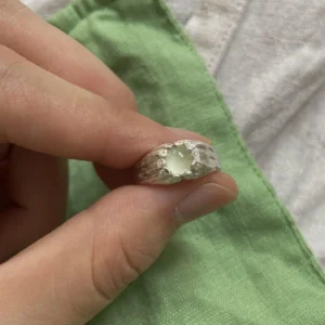 Handmade 999 Silver Gemstone Ring with Natural Prehnite 08