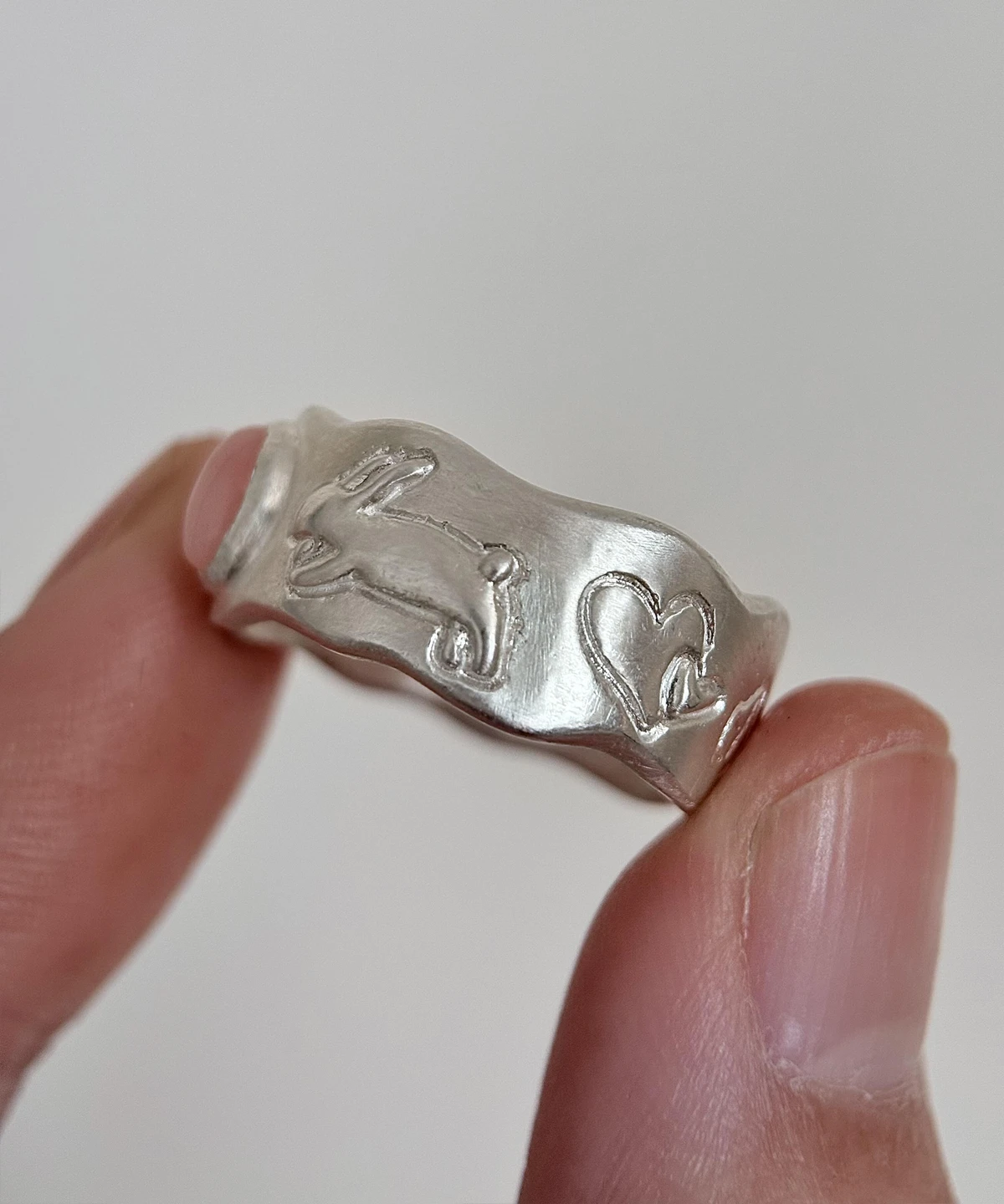 Strawberry Thief-Handmade 999 Silver Pink Opal Ring 17 Strawberry Thief-Handmade 999 Silver Pink Opal Ring 17