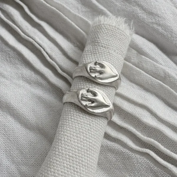 Flying Bird Ring-Handmade 999 Silver Signet Pinky Ring 04 Flying Bird Ring-Handmade 999 Silver Signet Pinky Ring 04