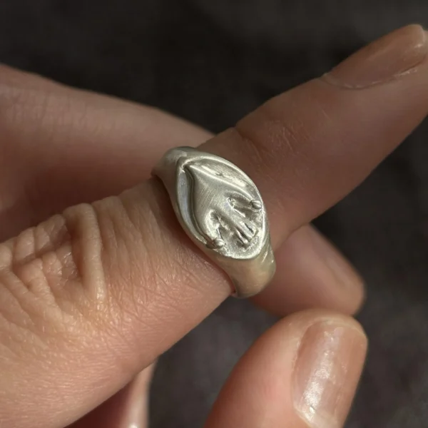 Flying Bird Ring-Handmade 999 Silver Signet Pinky Ring 09 Flying Bird Ring-Handmade 999 Silver Signet Pinky Ring 09