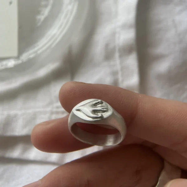 Flying Bird Ring-Handmade 999 Silver Signet Pinky Ring 13 Flying Bird Ring-Handmade 999 Silver Signet Pinky Ring 13