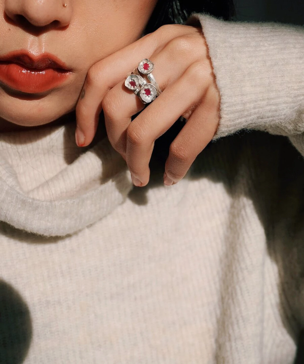 Poppy-Inspired Ruby Ring in S925 Sterling Silver 03 Poppy-Inspired Ruby Ring in S925 Sterling Silver 03