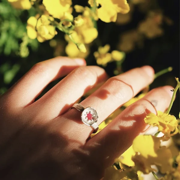 Poppy-Inspired Ruby Ring in S925 Sterling Silver 06 Poppy-Inspired Ruby Ring in S925 Sterling Silver 06