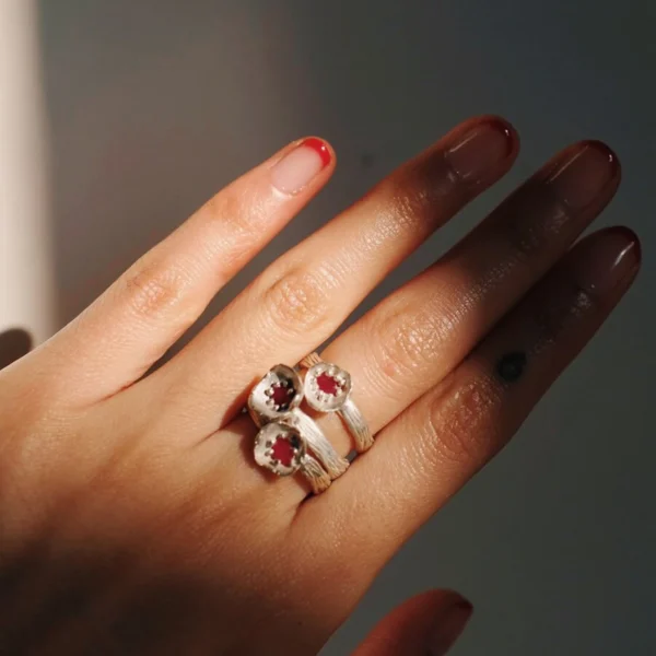 Poppy-Inspired Ruby Ring in S925 Sterling Silver 07 Poppy-Inspired Ruby Ring in S925 Sterling Silver 07
