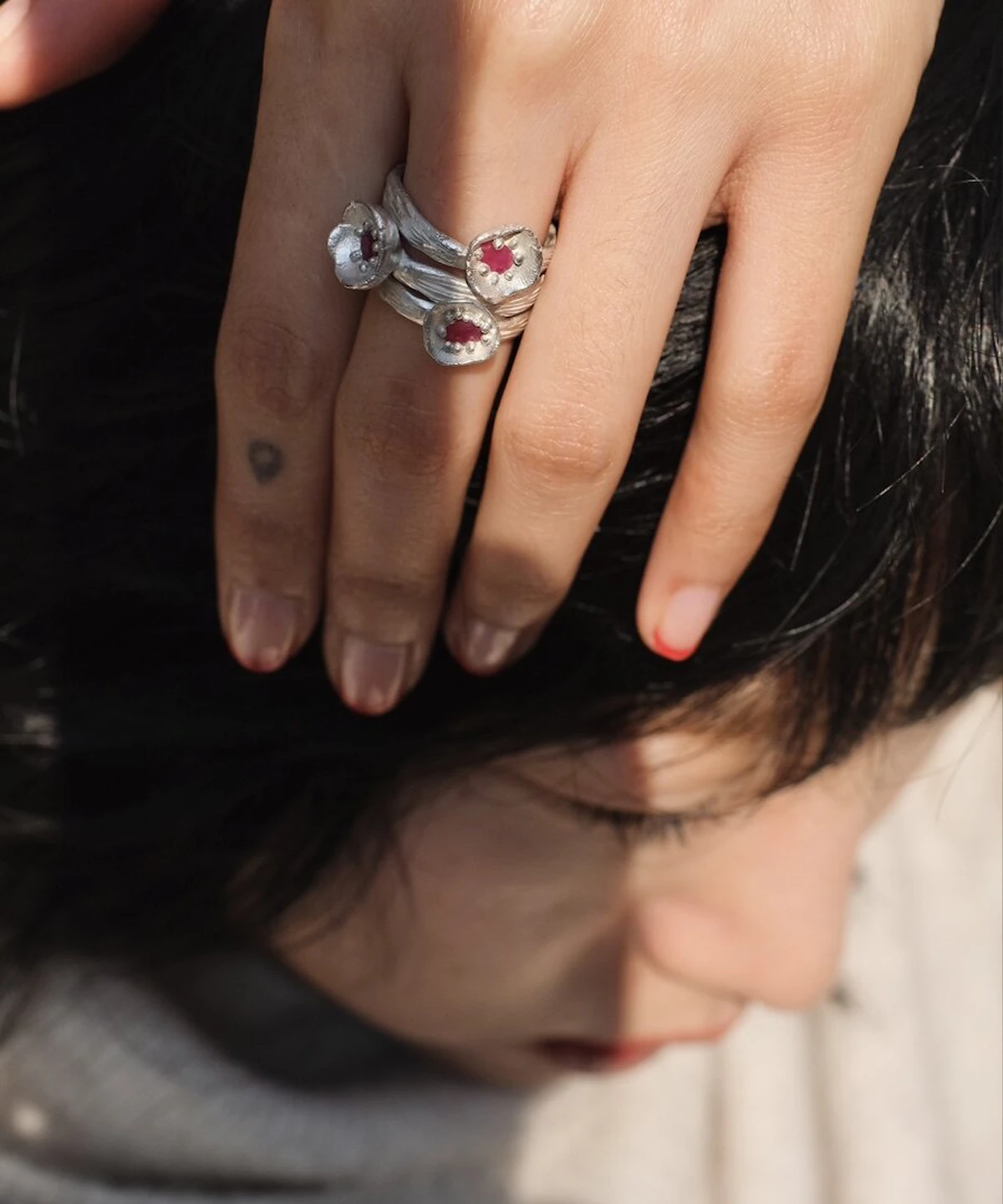 Poppy-Inspired Ruby Ring in S925 Sterling Silver 08 Poppy-Inspired Ruby Ring in S925 Sterling Silver 08