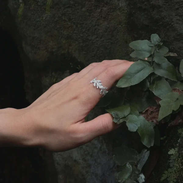 S925 Sterling Silver Poppy Leaf Ring Jewelry 02 S925 Sterling Silver Poppy Leaf Ring Jewelry 02