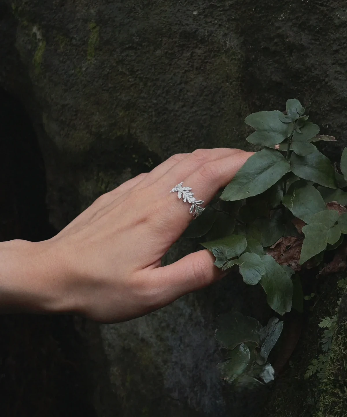 S925 Sterling Silver Poppy Leaf Ring Jewelry 02 S925 Sterling Silver Poppy Leaf Ring Jewelry 02