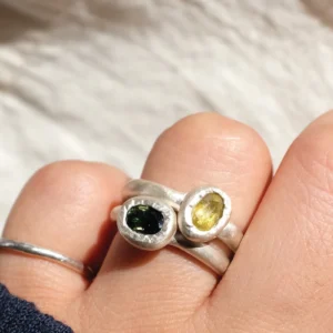 Handmade S925 Sterling Silver Natural Tourmaline Ring 11