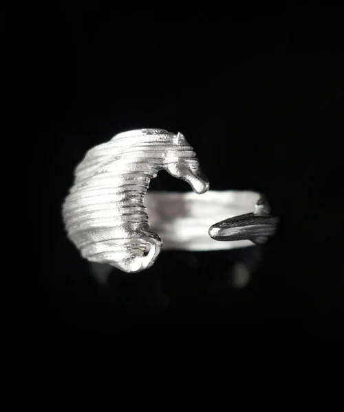 Handmade S925 sterling silver Horse Ring Jewelry featuring a unique horse head design, displayed against a dark background to highlight the intricate craftsmanship.