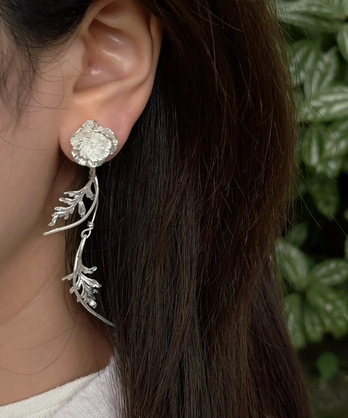 Poppy Earrings in S925 Sterling Silver Long Dangle Design 01 Poppy Earrings in S925 Sterling Silver Long Dangle Design 01