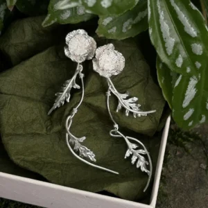 Poppy Earrings in S925 Sterling Silver Long Dangle Design