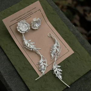 Poppy Earrings in S925 Sterling Silver Long Dangle Design 03 Poppy Earrings in S925 Sterling Silver Long Dangle Design 03