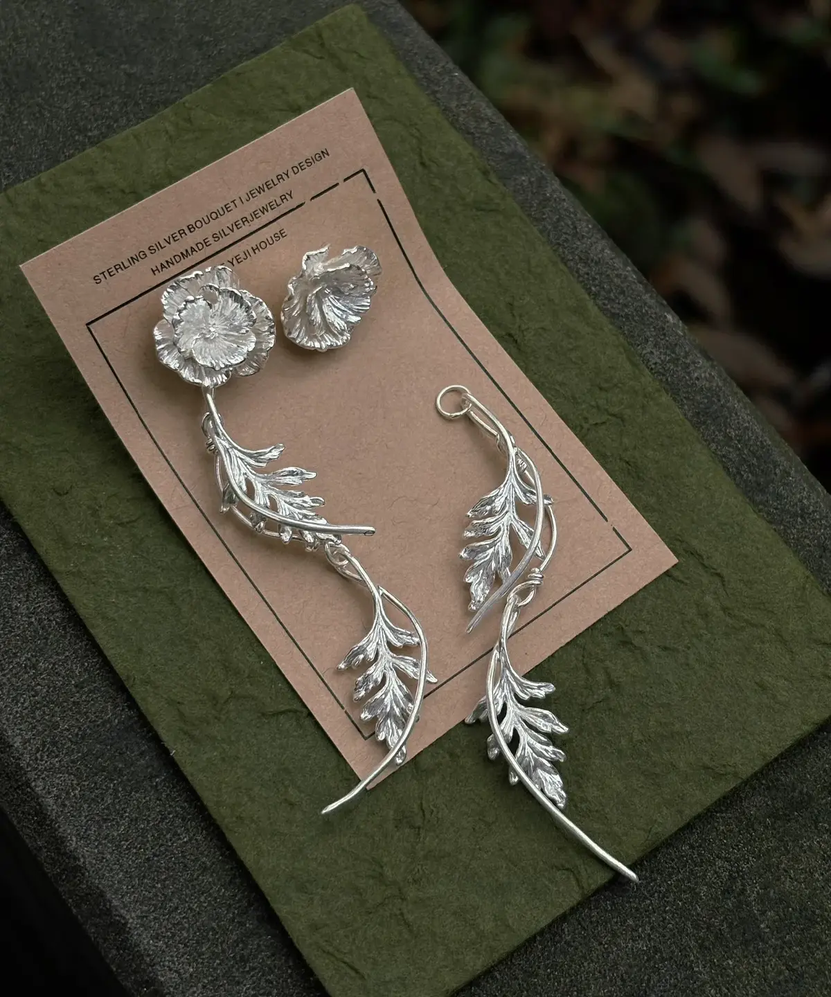 Poppy Earrings in S925 Sterling Silver Long Dangle Design 03 Poppy Earrings in S925 Sterling Silver Long Dangle Design 03