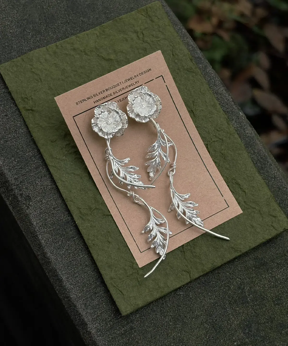 Poppy Earrings in S925 Sterling Silver Long Dangle Design 04 Poppy Earrings in S925 Sterling Silver Long Dangle Design 04