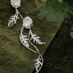 Poppy Earrings in S925 Sterling Silver Long Dangle Design 05 Poppy Earrings in S925 Sterling Silver Long Dangle Design 05