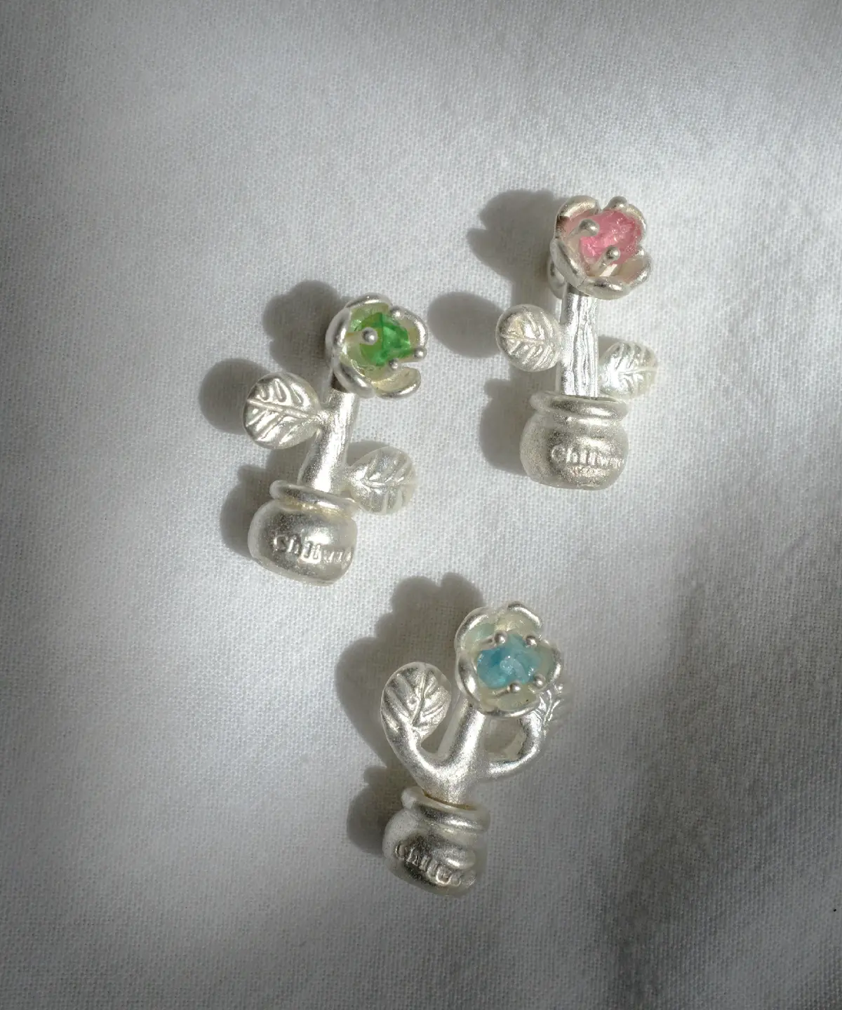 S925 Sterling Silver Natural Tourmaline Potted Flower Necklace 01 S925 Sterling Silver Natural Tourmaline Potted Flower Necklace 01